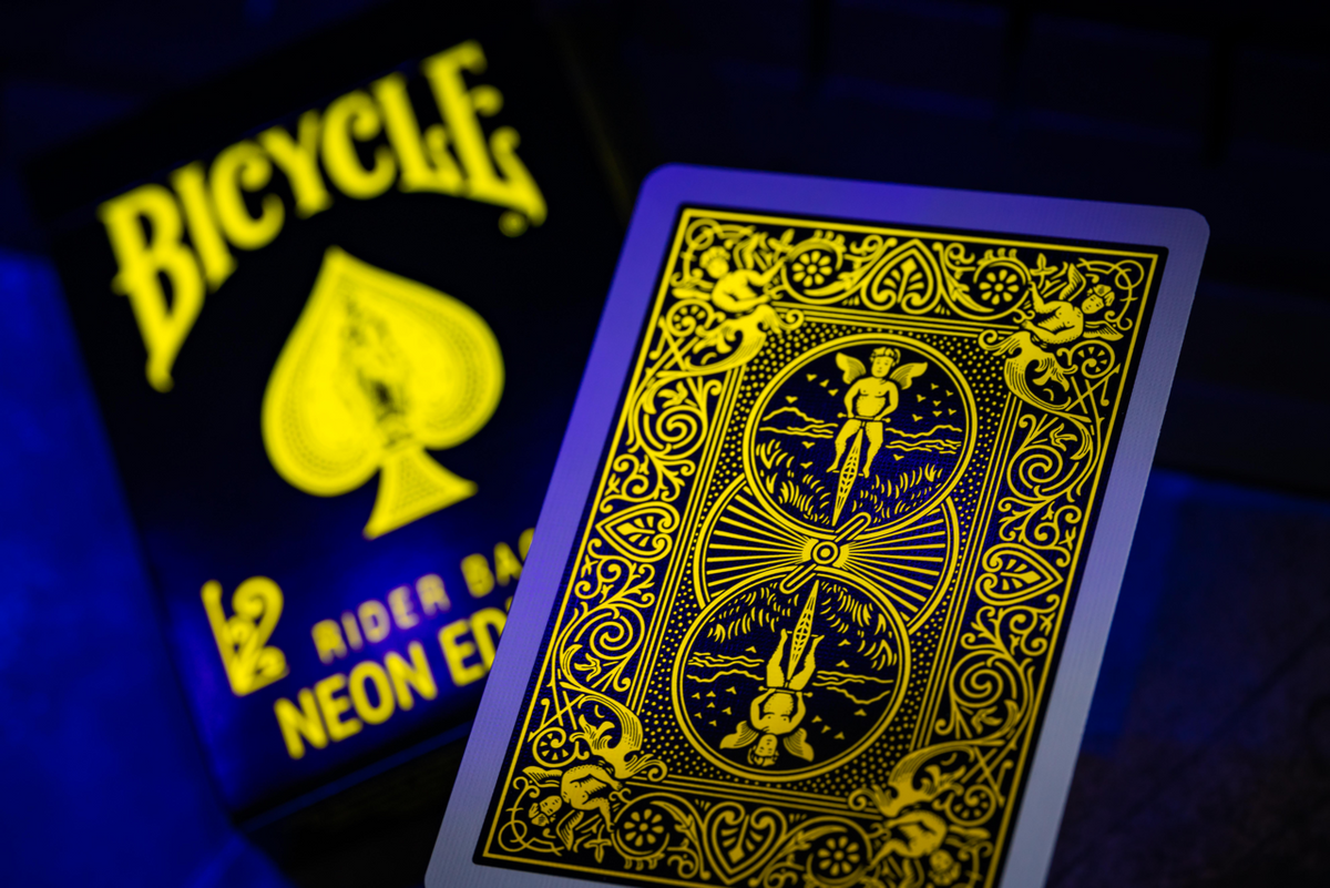 Bicycle Neon Rider Back Yellow-Starburst Deck Playing Cards – Card