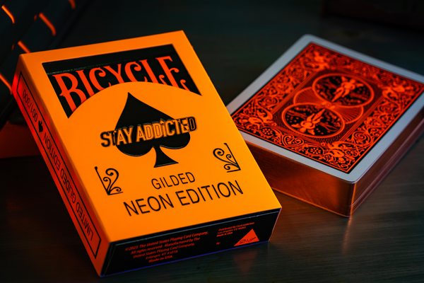 Gilded Bicycle Neon Rider Back Solar-Orange Deck Playing Cards