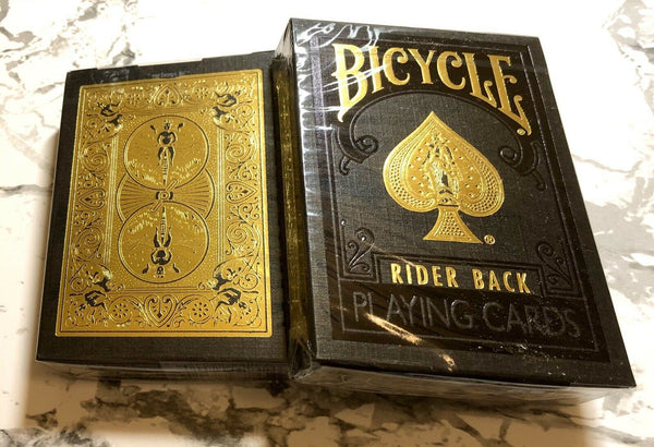 Bicycle Rider Back Black & Gold Playing Cards Rare