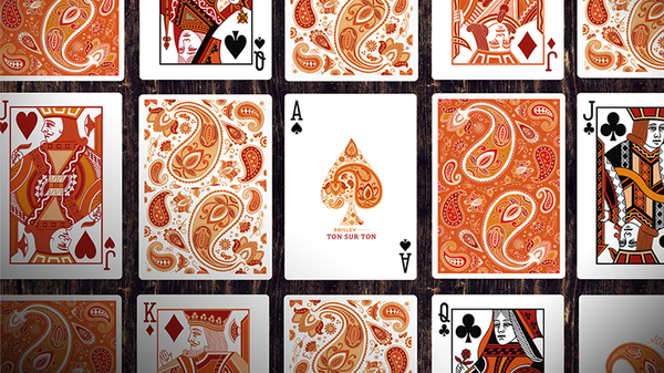 Paisley Ton Sur Ton Poudre Orange Workers Deck Playing Cards
