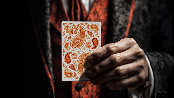 Paisley Ton Sur Ton Poudre Orange Workers Deck Playing Cards