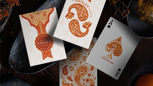 Paisley Ton Sur Ton Poudre Orange Workers Deck Playing Cards