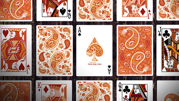 Paisley Ton Sur Ton Poudre Orange Foil Designer's Choice Playing Cards