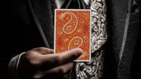 Paisley Ton Sur Ton Poudre Orange Foil Designer's Choice Playing Cards