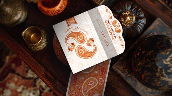 Paisley Ton Sur Ton Poudre Orange Foil Designer's Choice Playing Cards