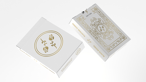 Black Roses White Gold Foil Marked Playing Cards