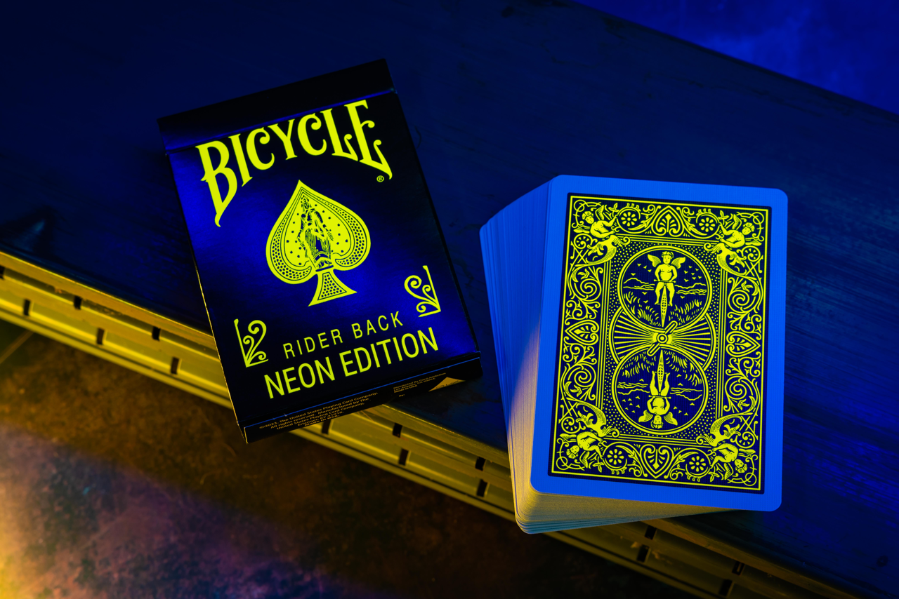 Bicycle Neon Rider Back Yellow-Starburst Deck Playing Cards