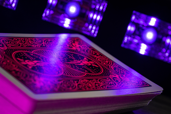 Gilded Bicycle Neon Rider Back Star-Fire Pink Deck Playing Cards