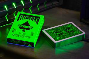 Gilded Bicycle Neon Rider Back Green-Glow Deck Playing Cards