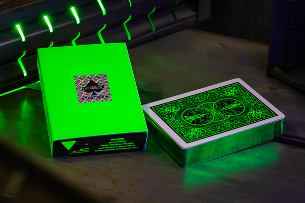 Gilded Bicycle Neon Rider Back Green-Glow Deck Playing Cards