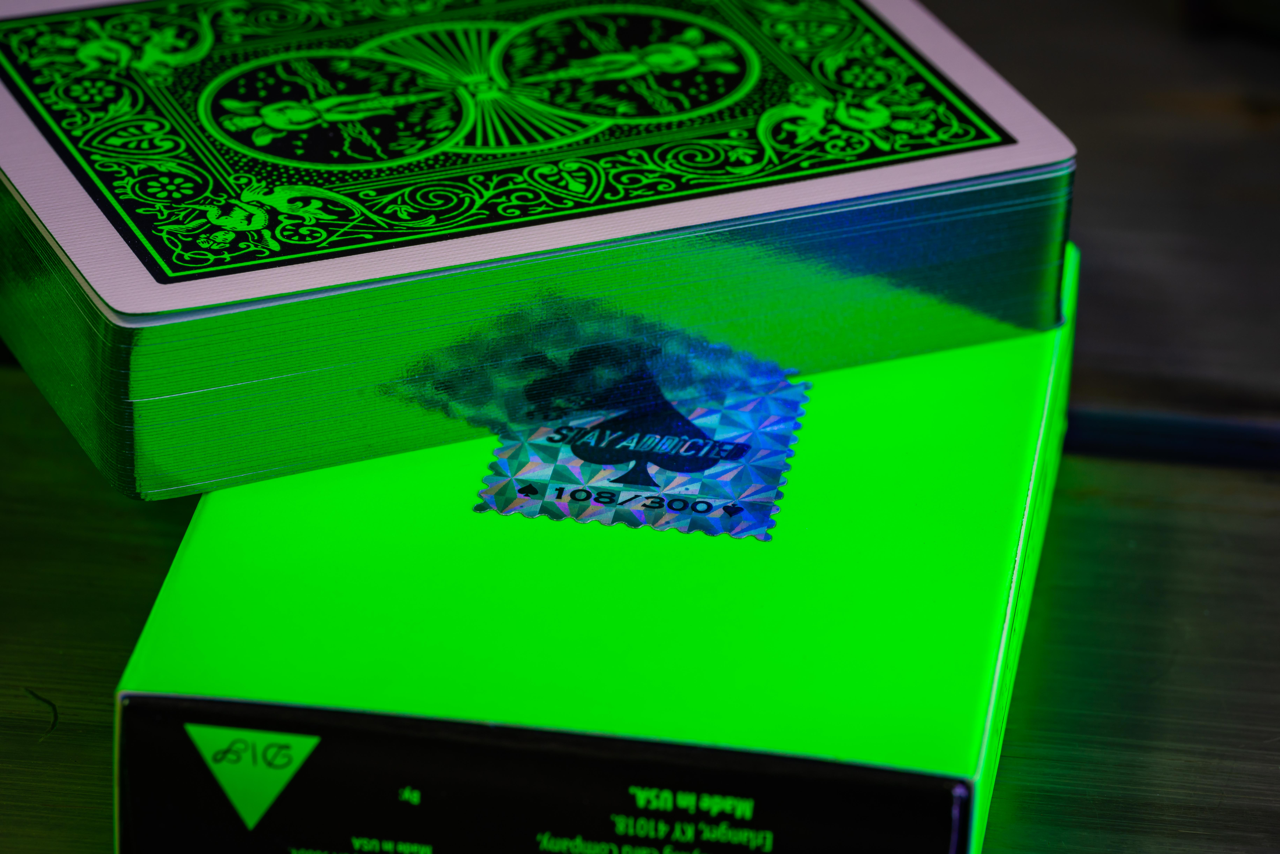 Gilded Bicycle Neon Rider Back Green-Glow Deck Playing Cards