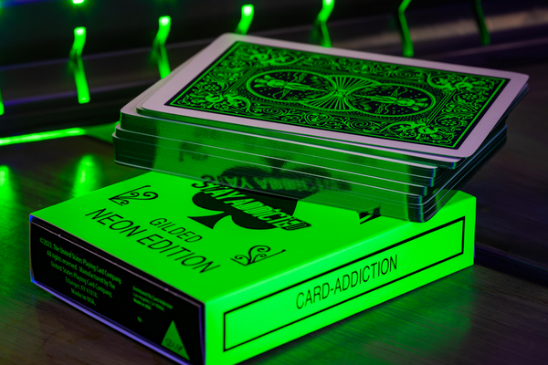 Gilded Bicycle Neon Rider Back Green-Glow Deck Playing Cards