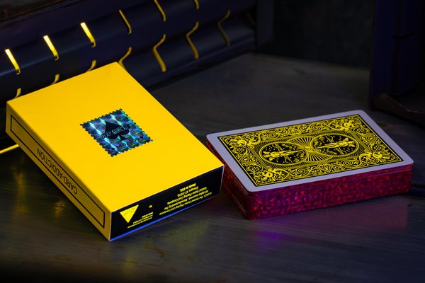 Gilded Bicycle Neon Rider Back Yellow-Starburst Deck Playing Cards