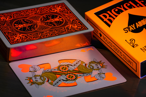 Gilded Bicycle Neon Rider Back Solar-Orange Deck Playing Cards