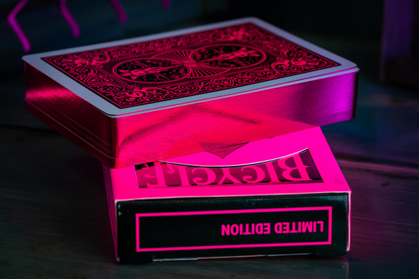 Gilded Bicycle Neon Rider Back Star-Fire Pink Deck Playing Cards