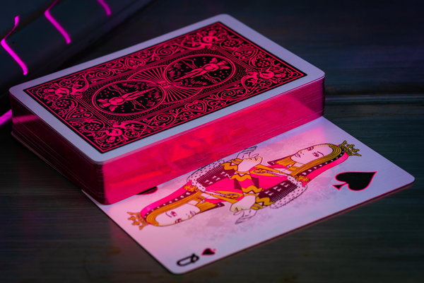 Gilded Bicycle Neon Rider Back Star-Fire Pink Deck Playing Cards