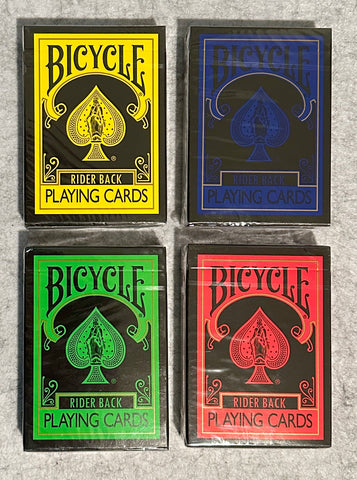 Bicycle Reverse (Yellow, Blue, Red & Green) Playing Cards 4 Decks