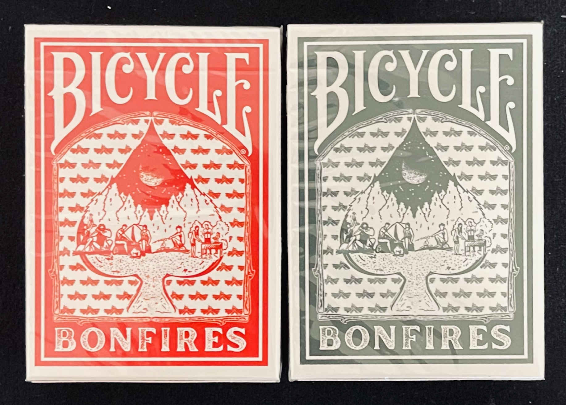 Bicycle Bonfires Green & Red Playing Cards