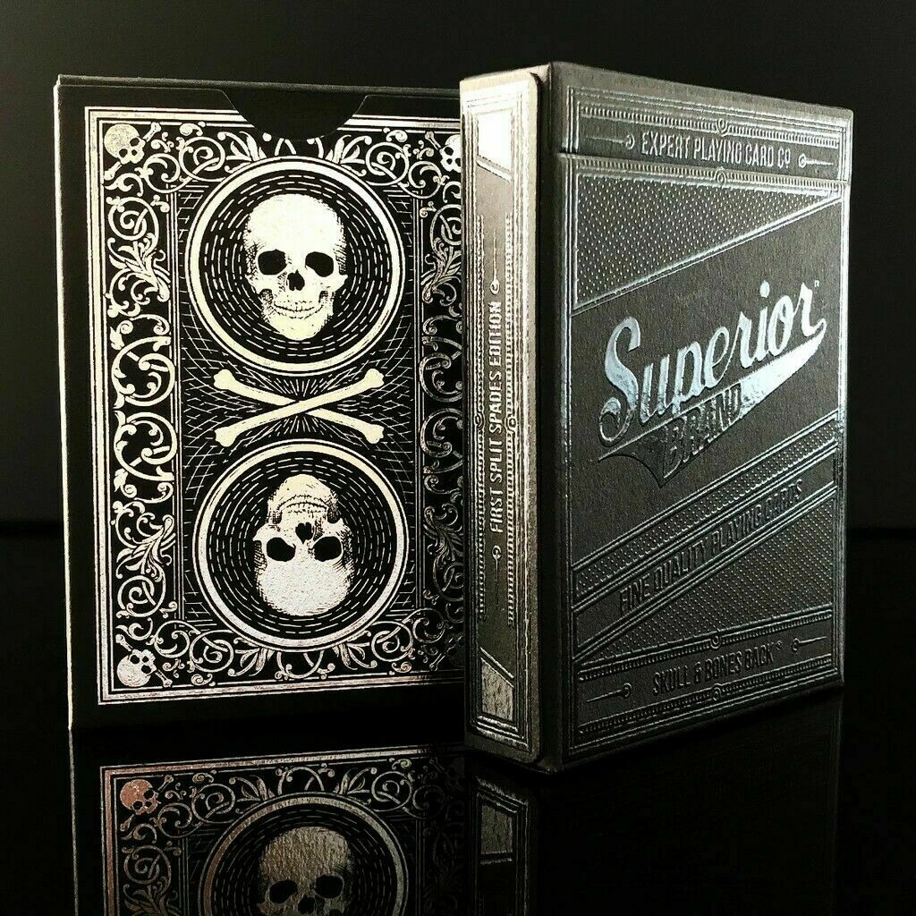 Superior Brand Skull & Bones Black Playing Cards Deck David Blaine's Split Spades