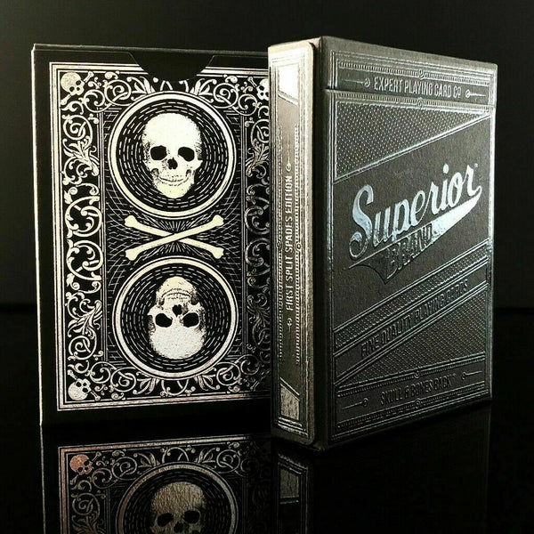 Superior Brand Skull & Bones Black Playing Cards Deck David Blaine's Split Spades