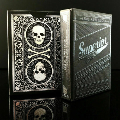 Superior Brand Skull & Bones Black Playing Cards Deck David Blaine's Split Spades