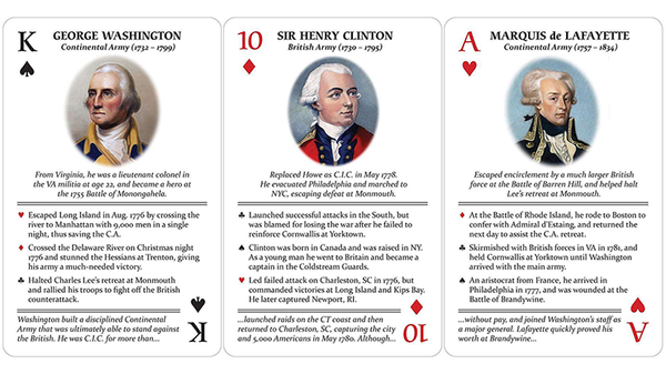 Famous Generals of the American Revolution Playing Cards Deck