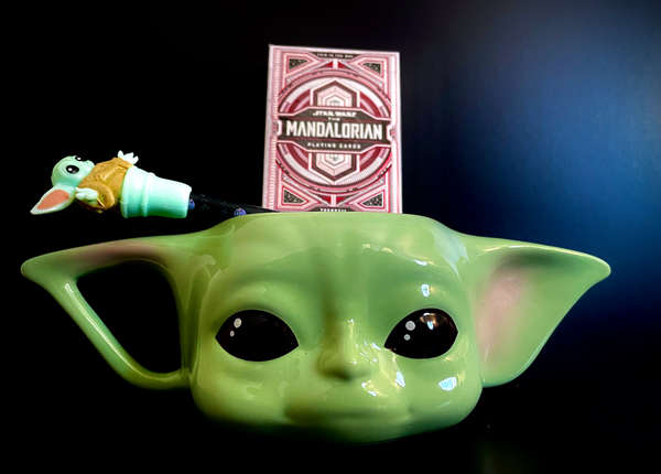 Mandalorian Playing Cards by Theory 11 + Baby Yoda Mug & Topper Pen Star Wars
