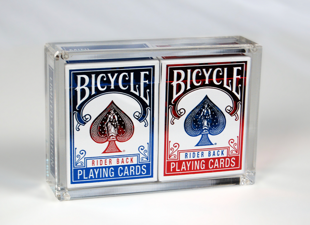 Bicycle® Mini Rider Back Foiled Tuck (2 Pack in Acrylic Carat Case Bicycle® Mini Rider Back Foiled Tuck (2 Pack in Acrylic Carat Case